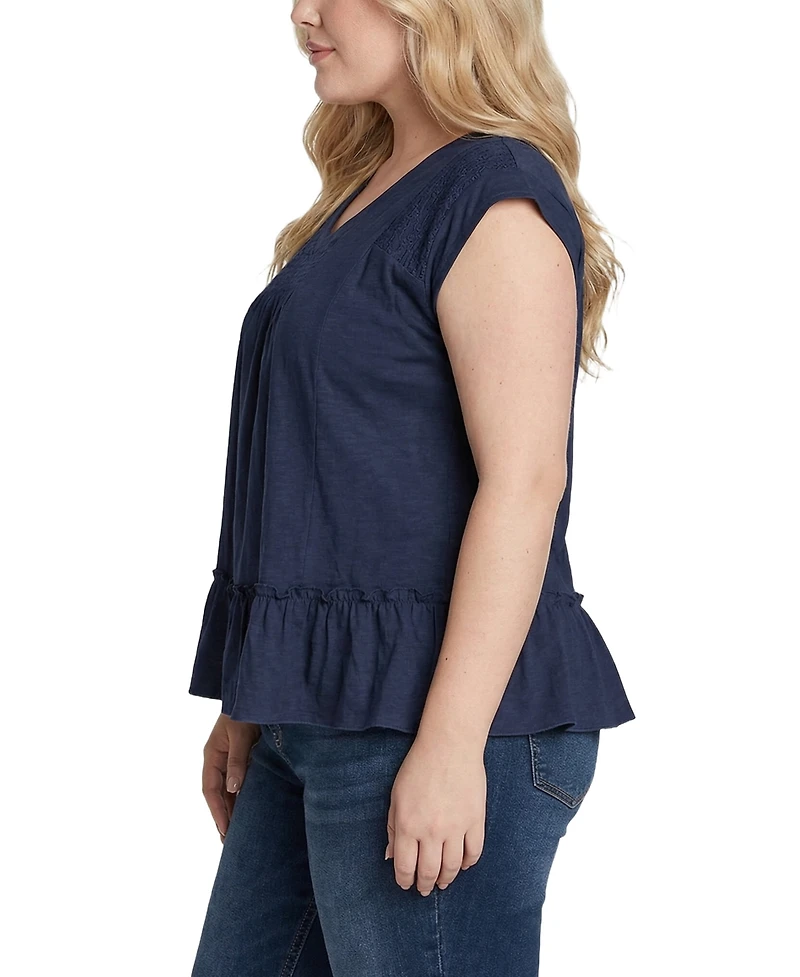 Ny Collection Plus Cap-Sleeve Peasant Top