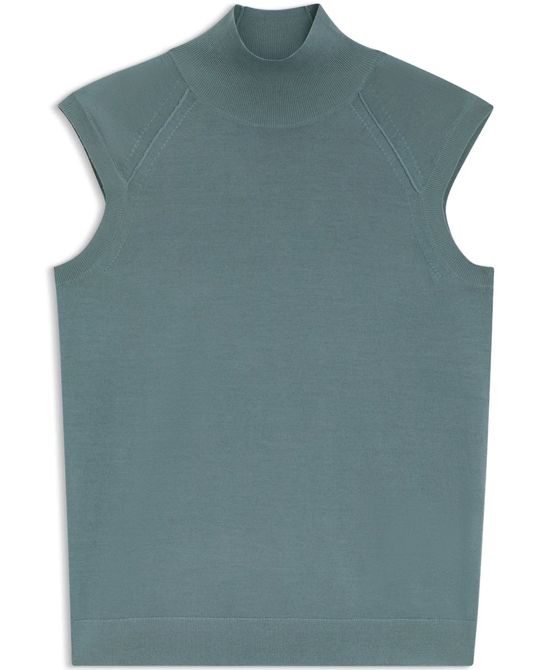 Boss by Hugo Women's Merino Wool Mock Neck Sleeveless Top