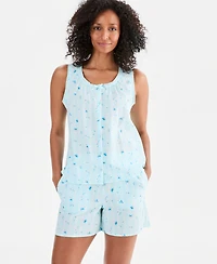 Charter Club Women's Woven Tank Top and Shorts, 2-Piece Pajama Set, Macy's Exclusive