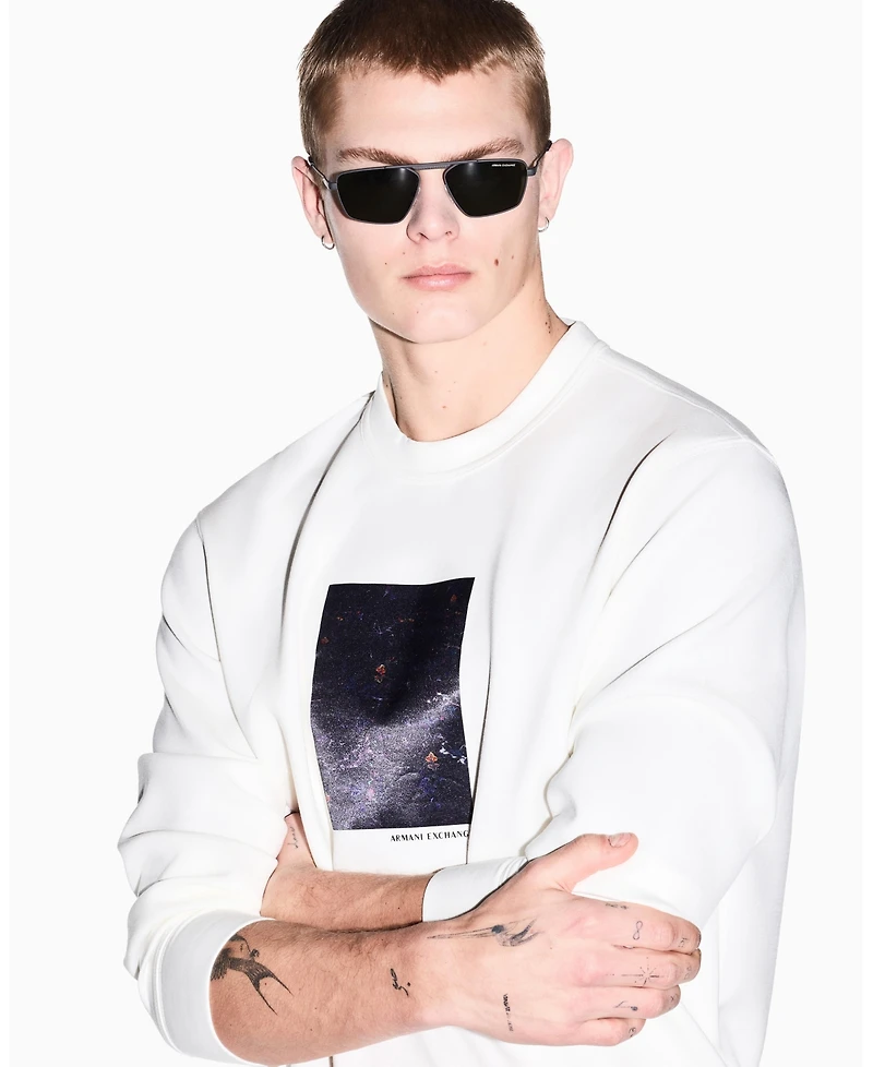 A|X Armani Exchange Men's Box Floral Crewneck Sweatshirt