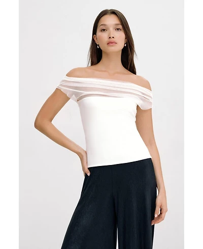 Marcella Women's Cabrini Draped-Mesh One-Shoulder Convertible Jersey Top