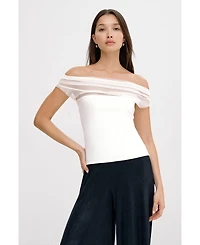 Marcella Women's Cabrini Draped-Mesh One-Shoulder Convertible Jersey Top