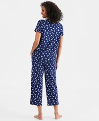 Charter Club Women's 2-Pc. Cotton Printed Cropped Pajamas Set