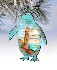 Designocracy Penguins Wooden Ornaments Set of 2