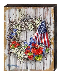 Designocracy Patriotic Wreath by Dona Gelsinger Wooden Block