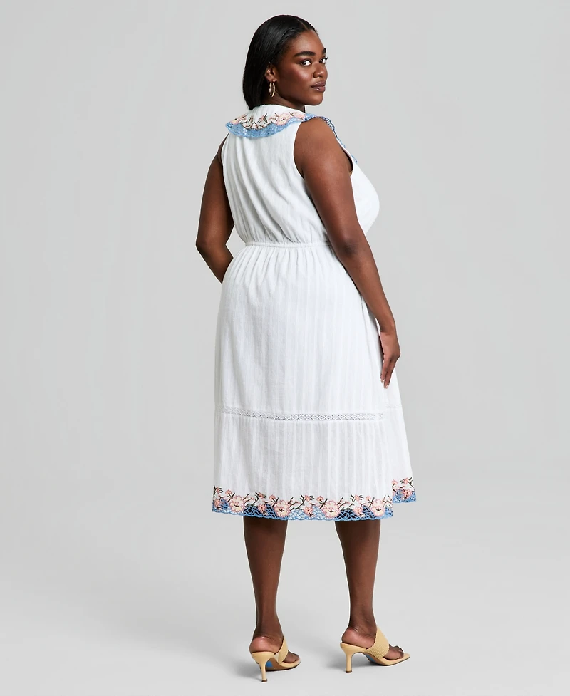 And Now This Trendy Plus Cotton Embroidered Dress, Macy's Exclusive