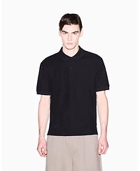 A|X Armani Exchange Men's Short Sleeve Mercerized Cotton All Over Logo Print Polo Shirt