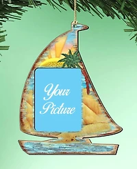 Designocracy Sailboat Picture Frame Ornament Set of 2