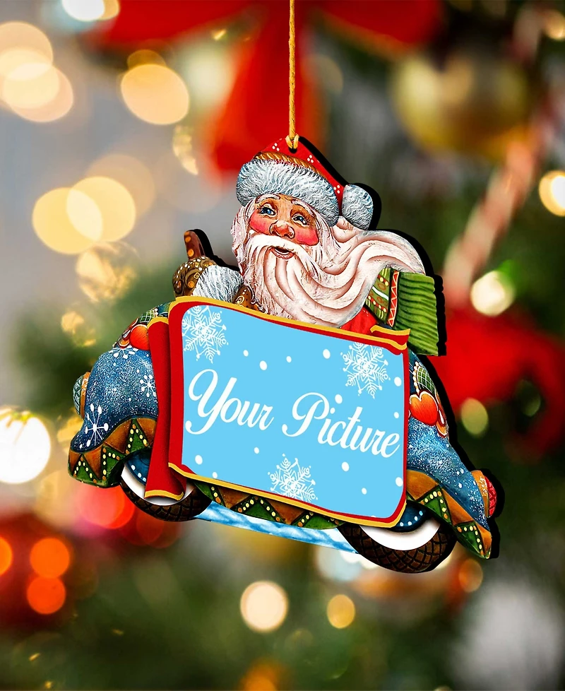 Designocracy Merry Christmas Santa Picture Frame Ornament, Set of 2