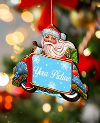 Designocracy Merry Christmas Santa Picture Frame Ornament, Set of 2