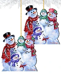 Designocracy by Dona Gelsinger Snowflake Family Ornament, Set of 2