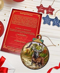 Designocracy Woodsy Moose Ball Wooden Ornaments, Set of 2