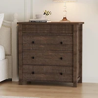 3-Drawer Fluted Nightstand Dresser, Wooden Storage Chest with Anti-Tip Kit for Bedroom, Living Room & Hallway