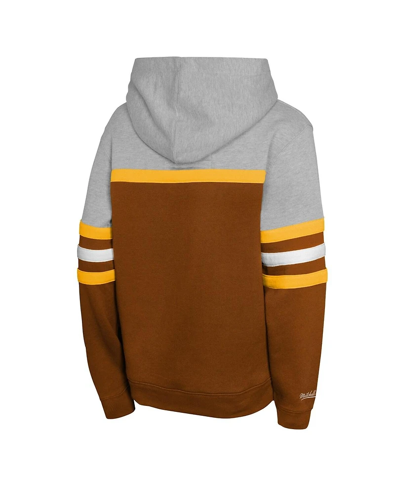 Mitchell & Ness Big Boys and Girls Brown/Grey San Diego Padres Cooperstown Head Coach Pullover Hoodie