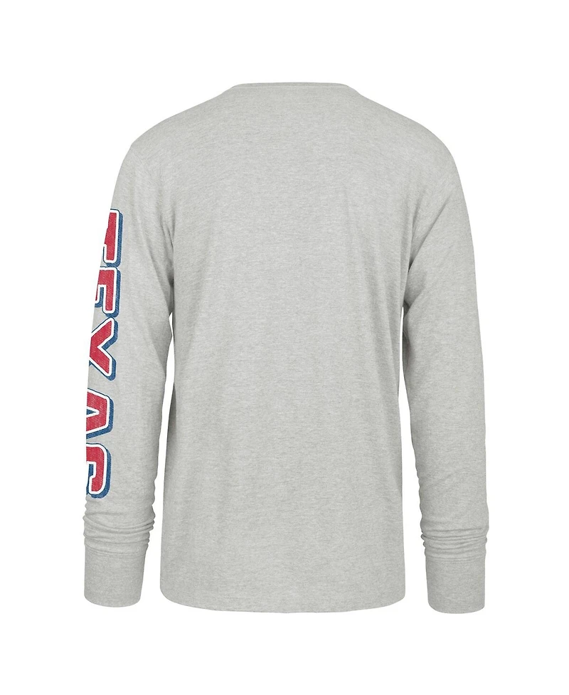 '47 Brand Men's Gray Texas Rangers Big Tall Distressed Franklin Long Sleeve T-Shirt