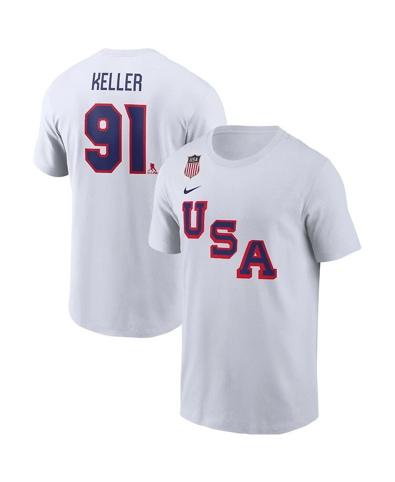 Nike Men's Clayton Keller White Usa Hockey 2026 Name Number T-Shirt