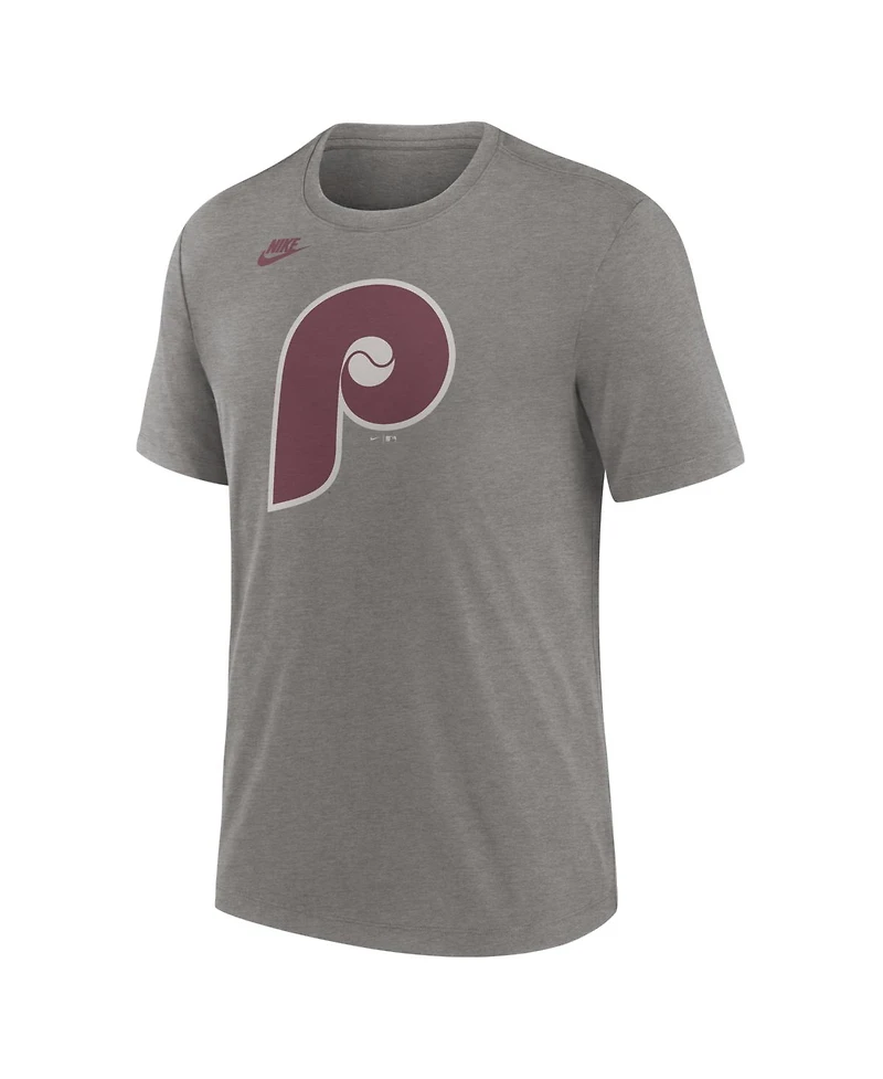 Nike Men's Heather Charcoal Philadelphia Phillies Cooperstown Logo Tri-Blend T-Shirt