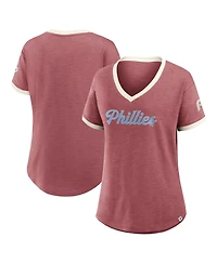 Fanatics Women's Burgundy Philadelphia Phillies Cooperstown Collection Vintage Play V-Neck T-Shirt