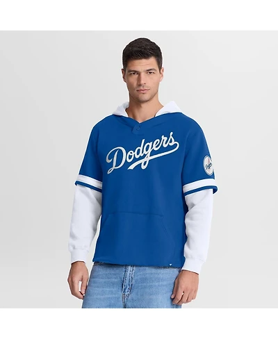 Fanatics Men's Royal/White Los Angeles Dodgers Oversized Fire Speed Layered Hoodie