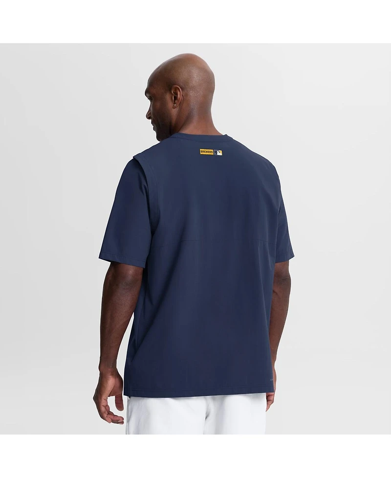 Nike Men's Navy Milwaukee Brewers Authentic Collection Dri-fit Quarter-Zip T-Shirt
