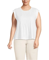 Lands' End Plus Cap Sleeve Lightweight Jersey Pintuck Swing Top