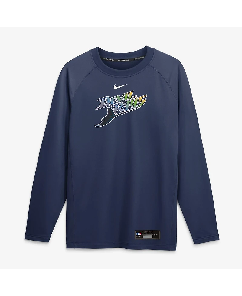 Nike Men's Navy Tampa Bay Rays Authentic Collection Game Time Raglan Long Sleeve T-Shirt