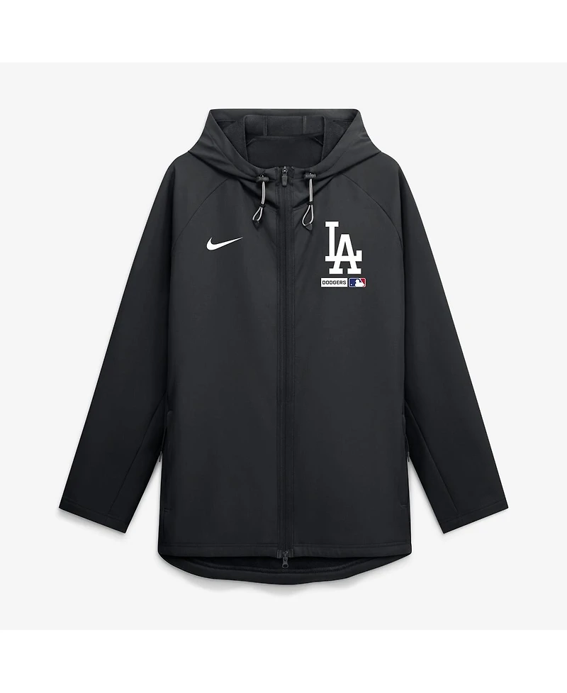 Nike Men's Black Los Angeles Dodgers Authentic Collection Raglan Therma-fit Full-Zip Hooded Jacket