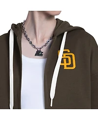 Starter Women's Brown/Heather Gray San Diego Padres Wishbone Full-Zip Hoodie
