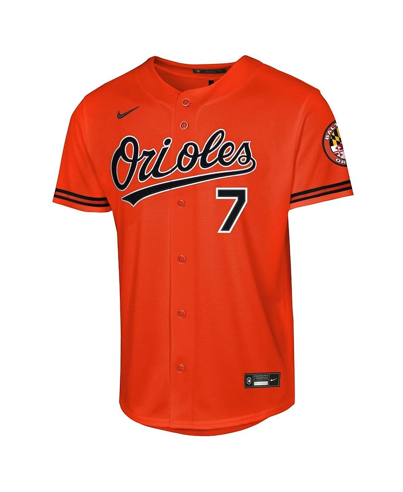 Nike Big Boys and Girls Jackson Holliday Orange Baltimore Orioles Alternate 2 Stadium Player Jersey