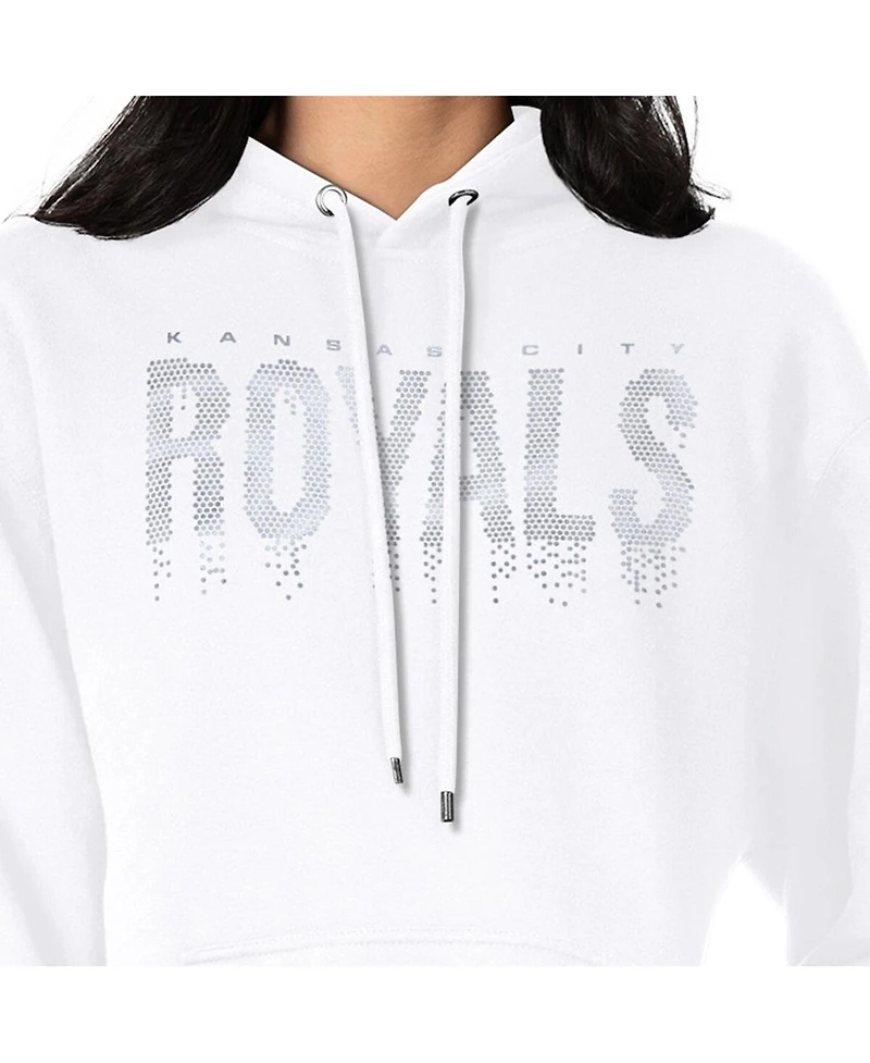 G-iii 4Her by Carl Banks Women's White Kansas City Royals Metallic Drop Fleece Hoodie