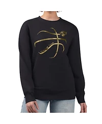 G-iii 4Her by Carl Banks Women's Black New York Knicks Metallic Print Basketball Sketch Fleece Sweatshirt