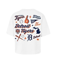 '47 Brand Women's White Detroit Tigers Collage Script Reed City T-Shirt
