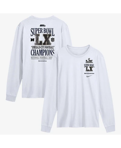 Nike Men's White Seattle Seahawks Super Bowl Lx Champions Long Ball Long Sleeve T-Shirt