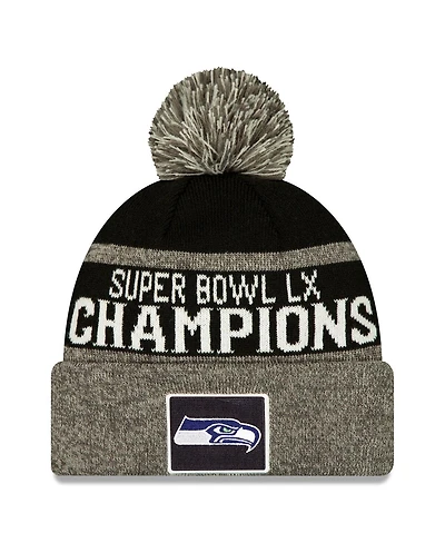 New Era Men's Black Seattle Seahawks Super Bowl Lx Champions Parade Cuffed Knit Hat with Pom