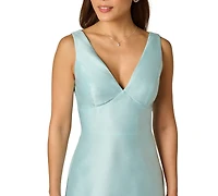 Adrianna Papell Women's Tie Mikado V-Neck Midi Dress