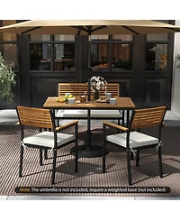 Costway 4 Pcs Patio Furniture Set with Acacia Wood & Metal Frame Umbrella 1 table
