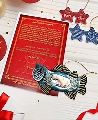 Designocracy Frosty Fish Wooden Christmas Ornament Set of 2