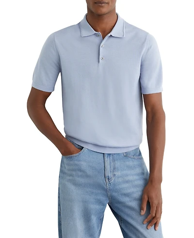 Reiss Men's Merino Wool Short-Sleeve Polo Shirt