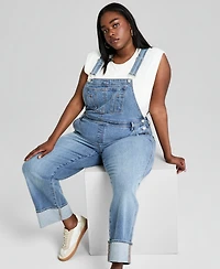 And Now This Trendy Plus Cuffed Denim Overalls, Macy's Exclusive