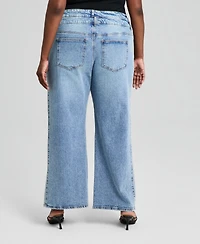 And Now This Trendy Plus Size Side-Panel Double-Button Jeans, Macy's Exclusive