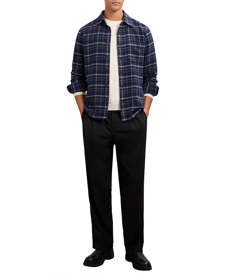 Reiss Men's Check Button-Through Overshirt with Wool