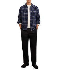 Reiss Men's Check Button-Through Overshirt with Wool