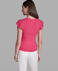 Bcbg Women's Short-Sleeve Crewneck Peplum Top