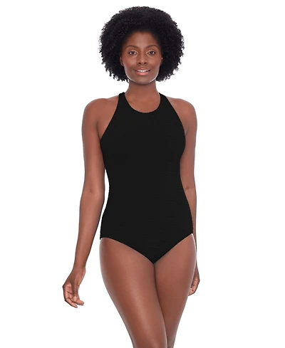 Krinkle Women's Chlorine Resistant High Neck Mastectomy One-Piece Swimsuit