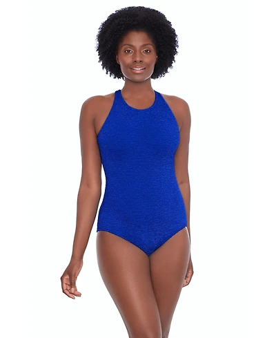 Krinkle Women's Chlorine Resistant High Neck Mastectomy One-Piece Swimsuit