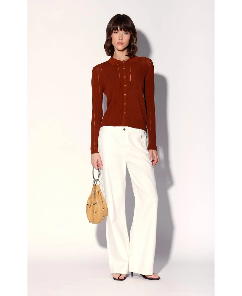 Walter Baker Women's Pippa Rope Rib Button-Front Cardigan