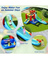 Mecale 9-in-1 Inflatable Kids Water Slide Bounce House with 860W Blower Included