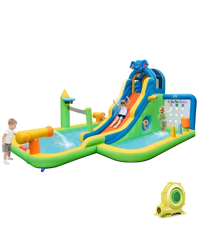 Mecale 9-in-1 Giant Inflatable Water Slide Park for Kids, 735W Blower Included