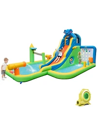 Mecale 9-in-1 Giant Inflatable Water Slide Park for Kids, 735W Blower Included