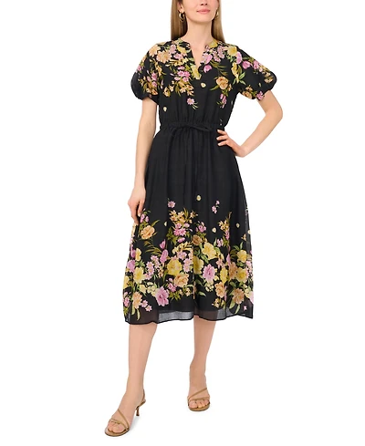 Vince Camuto Women's V-Neck Printed Midi Dress